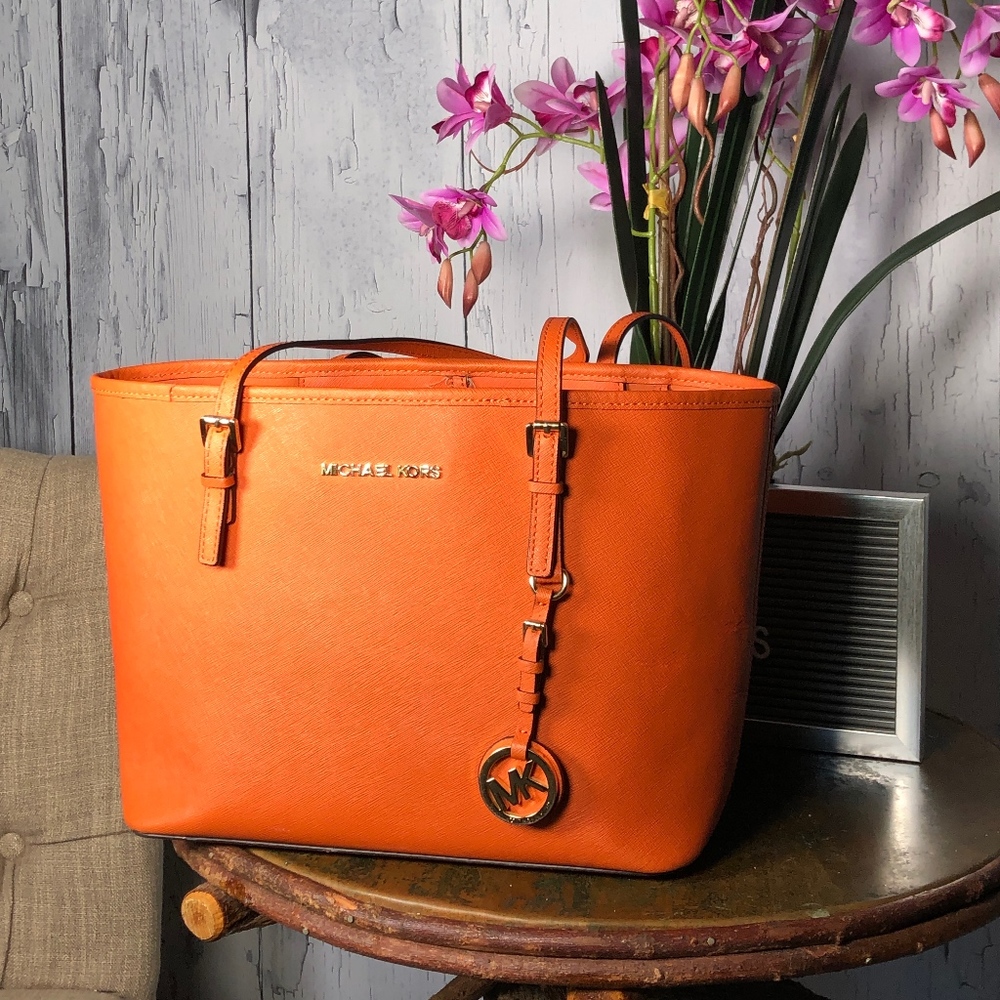 MICHAEL Michael Kors Orange Saffiano Leather Tote